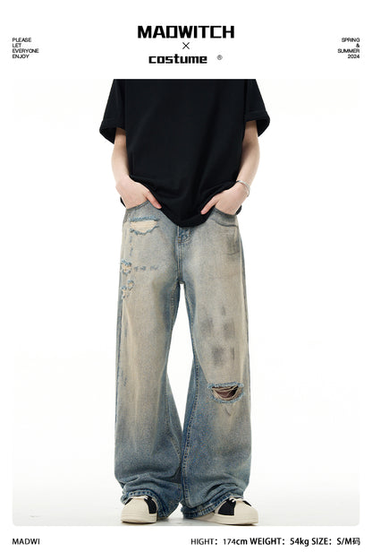 MADWITCH ACID WASHED RIPPED JEANS #DCFX019