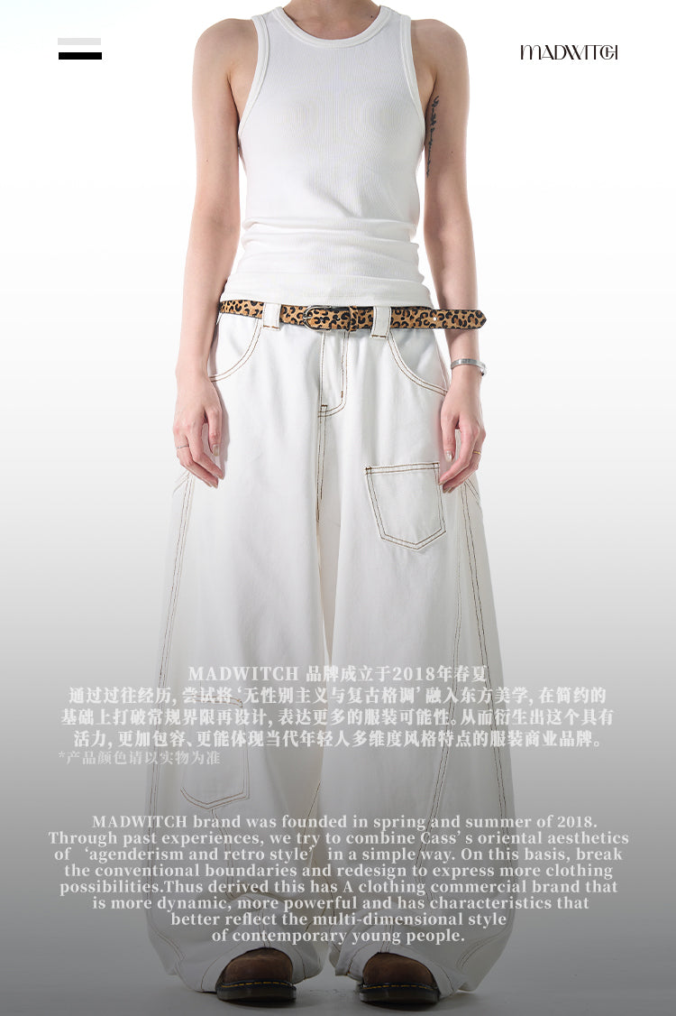 MADWITCH DESIGNER-STYLE WIDE-LEG JEANS #L665