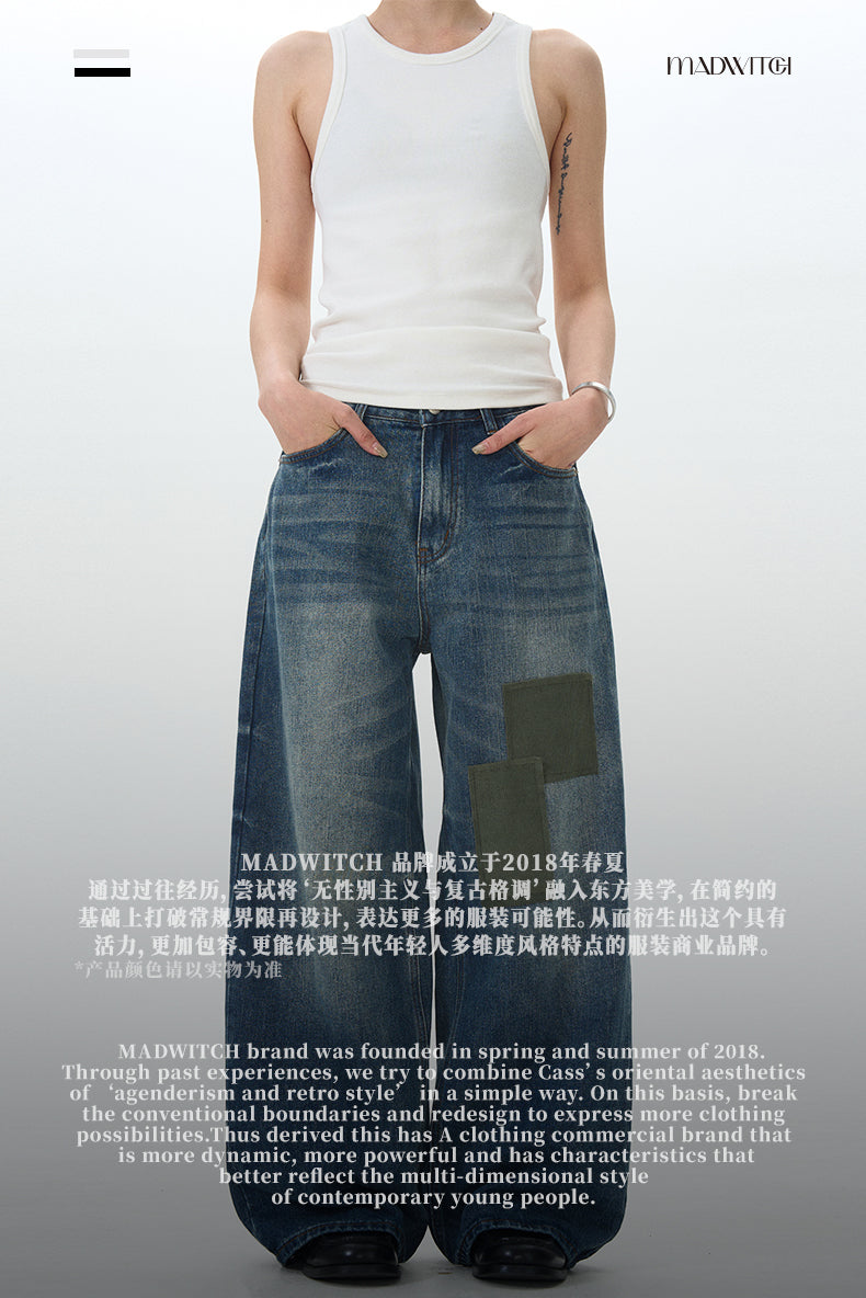 MADWITCH PATCHWORK WASHED DENIM JEANS #DR6201