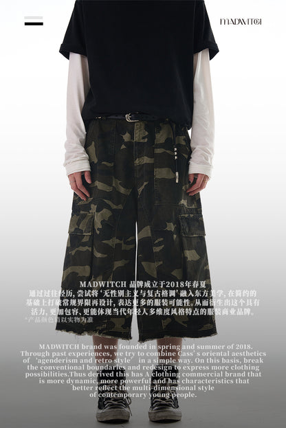 MADWITCH RAW HEM CAMO CARGO PANTS #CK252D