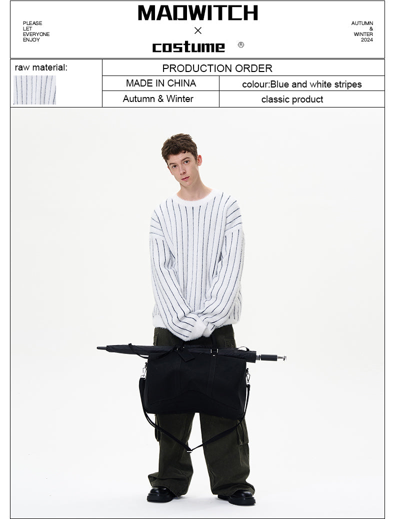 MADWITCH STRIPED CASUAL SWEATER #3612