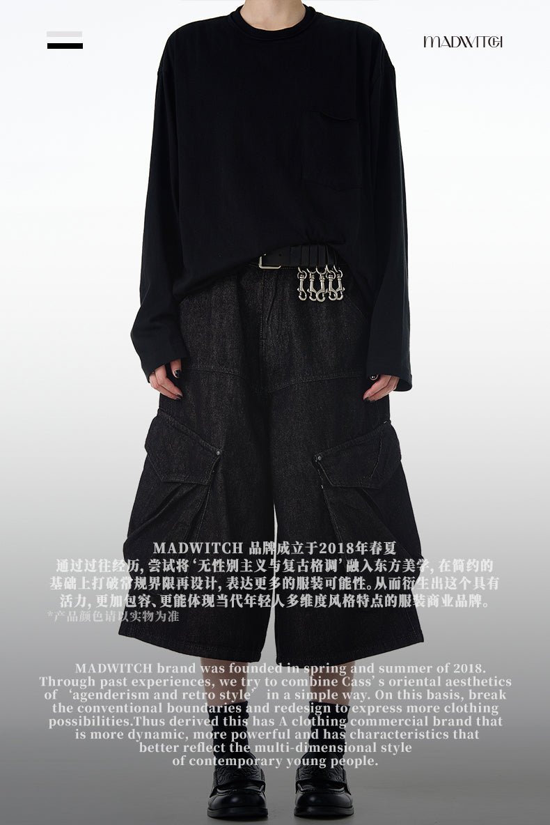 MADWITCH OVERKNEE CARGO DENIM PANTS #CK9610D