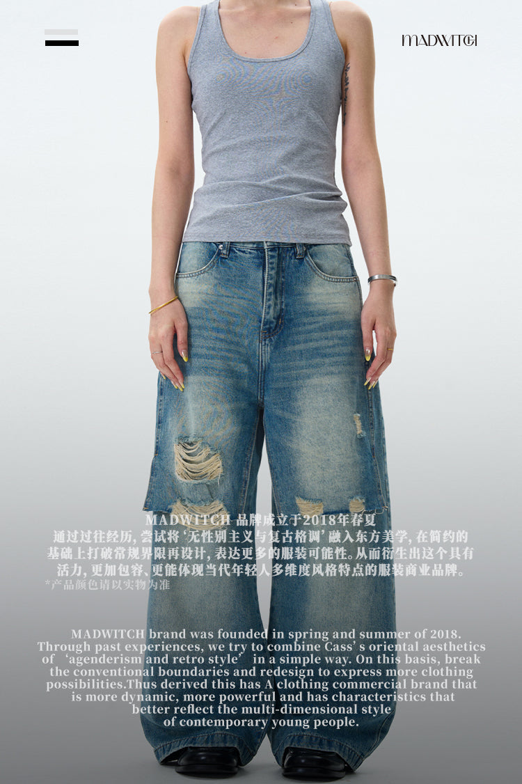 MADWITCH PATCHWORK DISTRESSED JEANS #CK1168