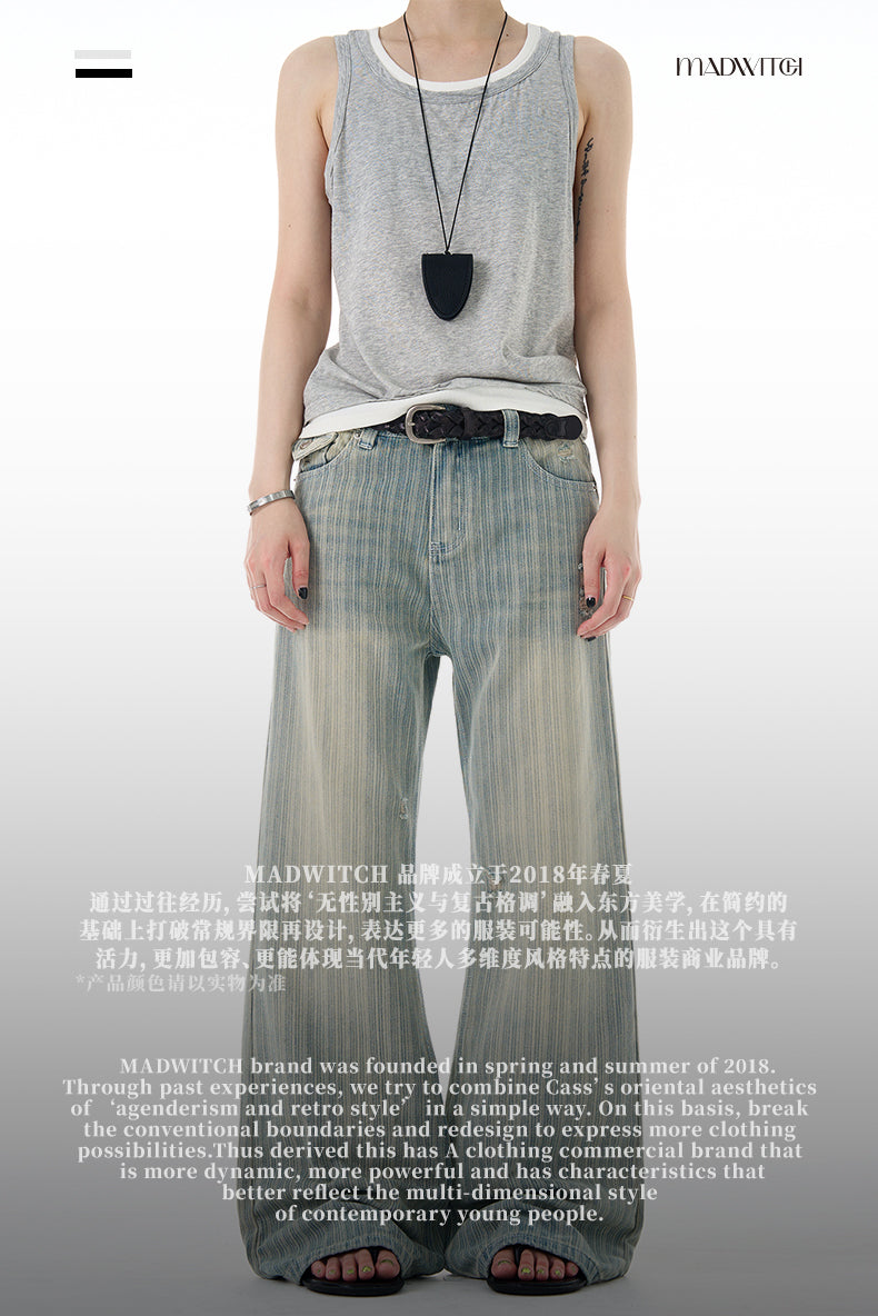 MADWITCH VINTAGE SLUB COTTON JEANS #Z011