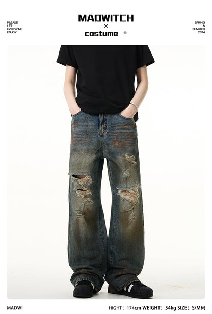 MADWITCH POST-APOCALYPTIC STYLE RIPPED JEANS #G6310