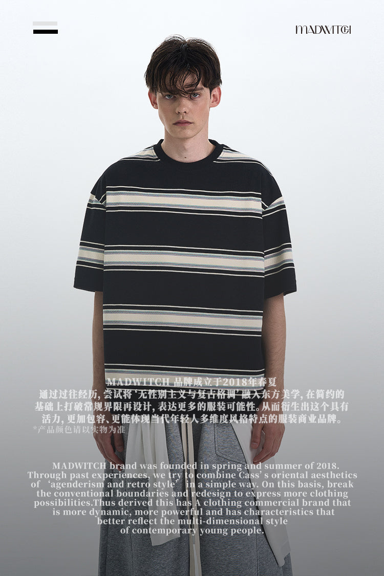 MADWITCH STRIPED SHORT SLEEVE SHIRT #27325