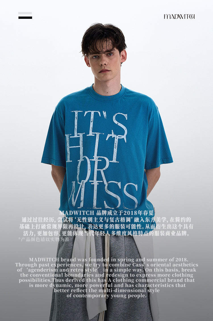 MADWITCH ROUND NECK LETTER PRINT T-SHIRT #27297