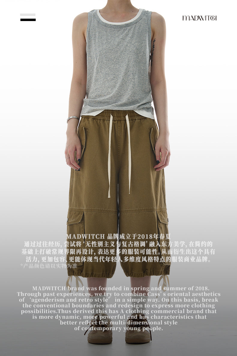 MADWITCH RELAXED FIT UTILITY CARGO SHORTS #A600