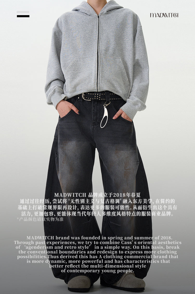 MADWITCH DIRTY SPRAY WIDE-LEG DENIM JEANS #CK9373