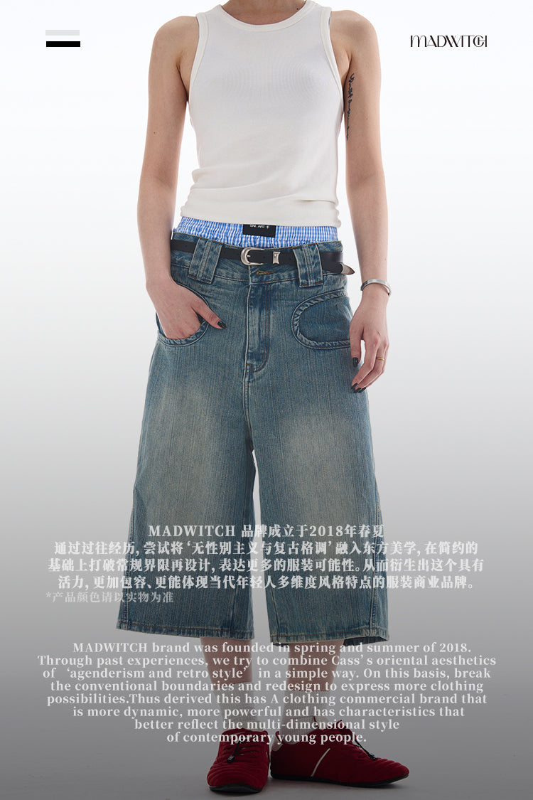 MADWITCH DESIGNER-STYLE CROPPED JEANS #L826