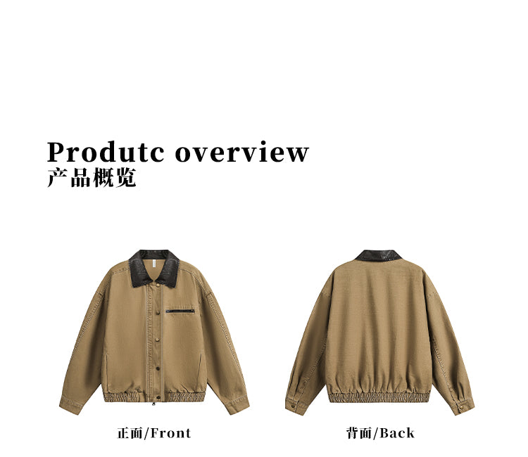 MADWITCH COLOR-BLOCK LEATHER COLLAR JACKET #W219