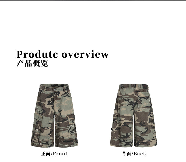 MADWITCH CAMO DISTRESSED UTILITY CAPRIS #CK3512D