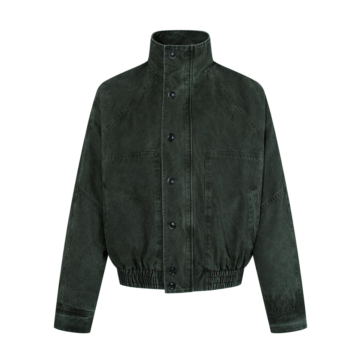 MADWITCH WASHED STAND-COLLAR RIBBED-HEM JACKET #AW26608