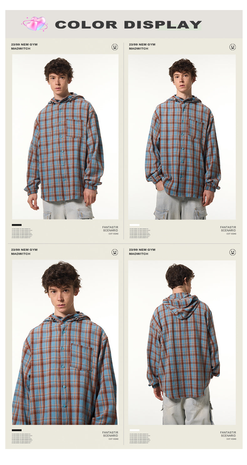 MADWITCH PLAID HOODED JACKET #BC393H