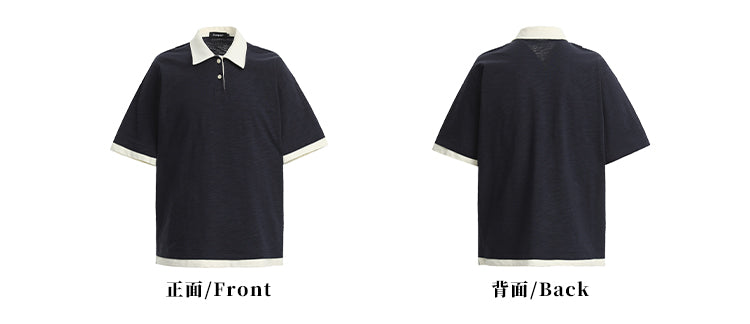 MADWITCH CONTRAST COLLAR SHORT-SLEEVE SHIRT #C1269X25