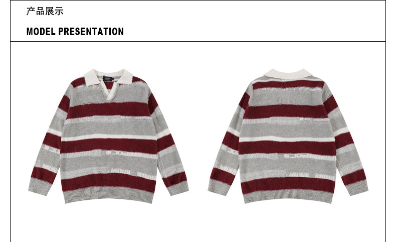 MADWITCH IRREGULAR STRIPED SWEATER #G840