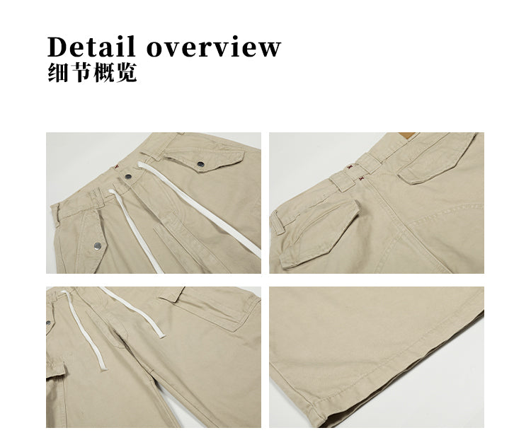 MADWITCH DRAWSTRING MULTI-POCKET CARGO PANTS #Z030