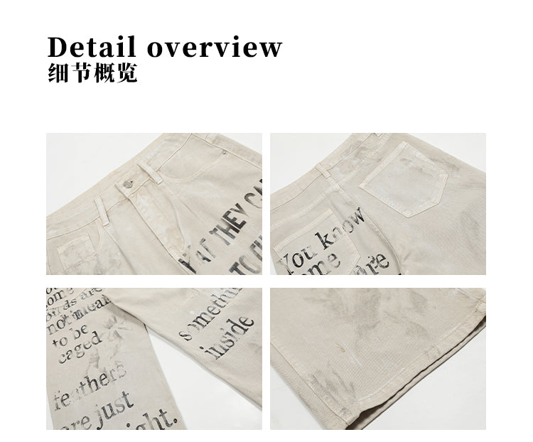 MADWITCH LETTER GRAFFITI DENIM PANTS #D1671
