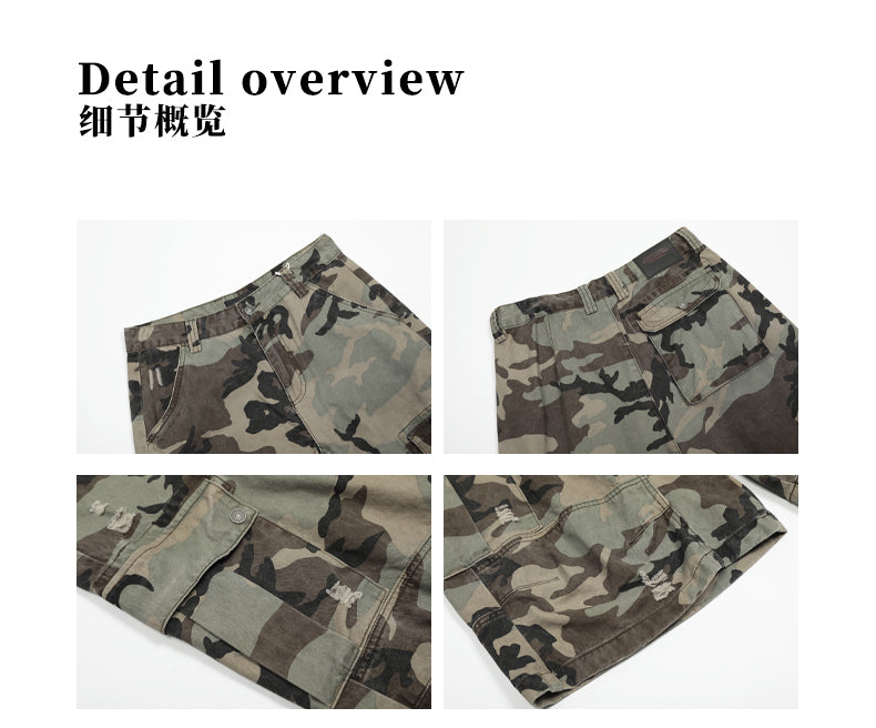 MADWITCH CAMO DISTRESSED UTILITY CAPRIS #CK3512D