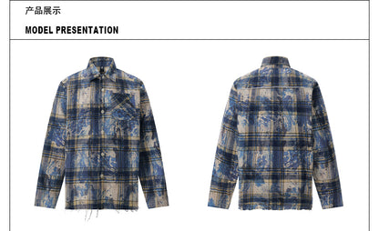 MADWITCH FRINGED PLAID SHIRT #G706