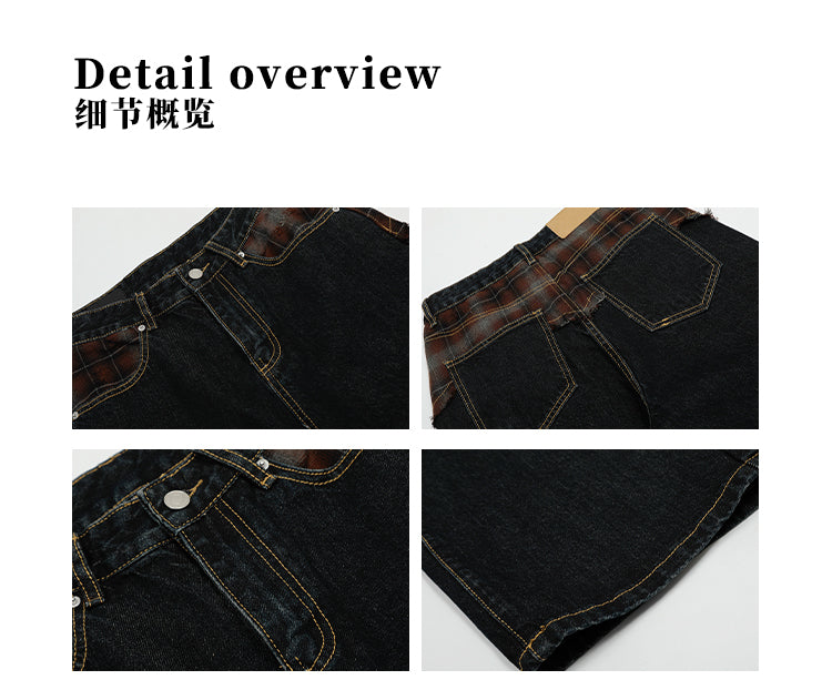 MADWITCH PATCHWORK STRAIGHT-LEG JEANS #G6651