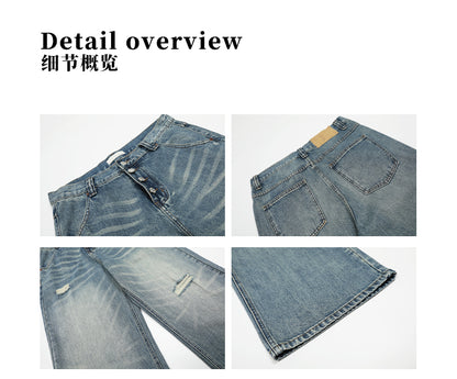 MADWITCH DISTRESSED BUTTON FLY DENIM #CK9623