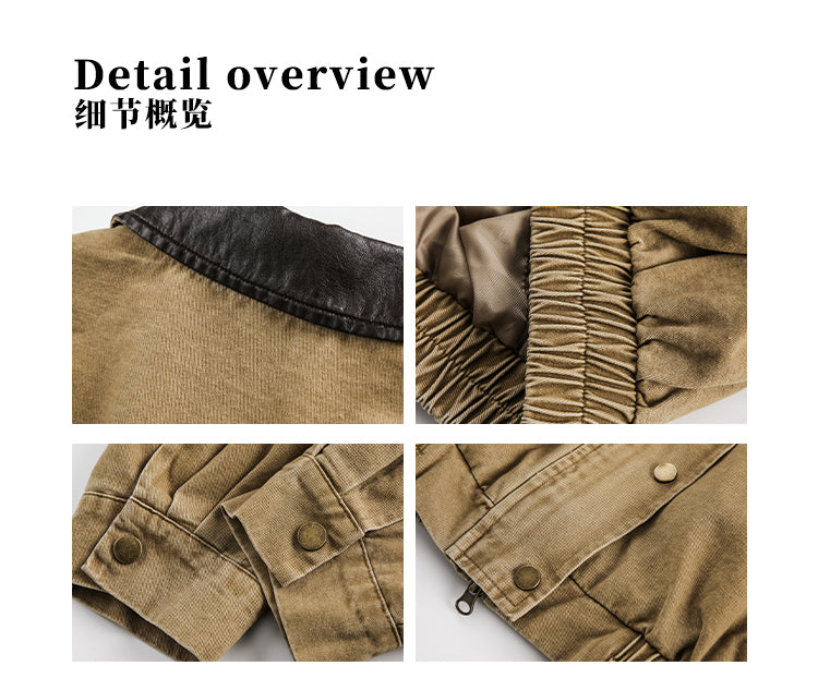 MADWITCH COLOR-BLOCK LEATHER COLLAR JACKET #W219