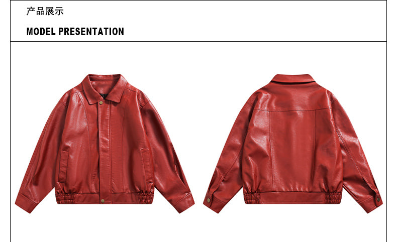 MADWITCH ANKLE-RED LEATHER JACKET #W38