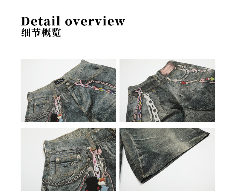 MADWITCH 3D PRINT DENIM PANTS #G6830