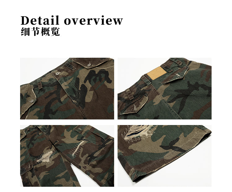 MADWITCH UNISEX CAMO CARGO UTILITY PANTS #Z013