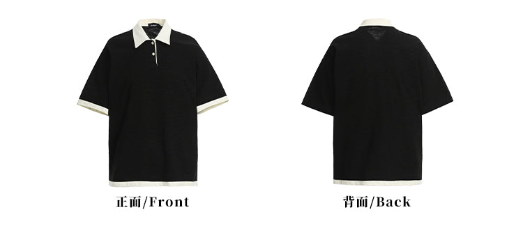 MADWITCH CONTRAST COLLAR SHORT-SLEEVE SHIRT #C1269X25