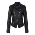 MADWITCH ASYMMETRIC DOUBLE-BREASTED CROPPED FAUX-LEATHER JACKET #C2026351