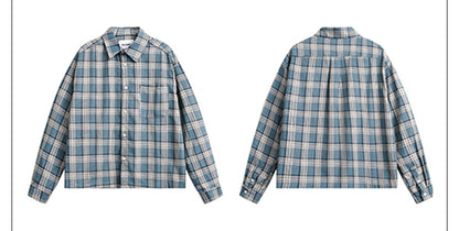 MADWITCH SLIM FIT HEIGHTENING PLAID SHIRT #RC76