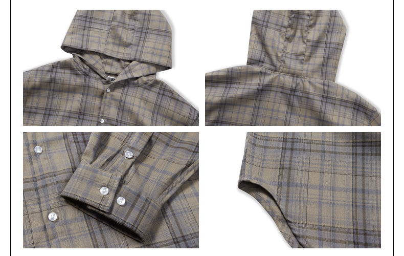 MADWITCH HOODED PLAID SHIRT #NR4675