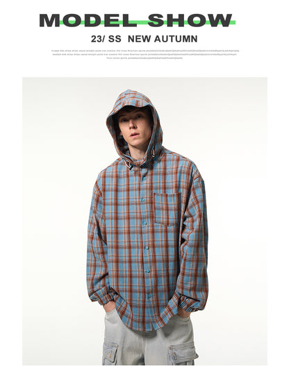 MADWITCH PLAID HOODED JACKET #BC393H