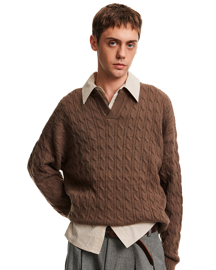 MADWITCH CABLE VEE SWEATER #25716