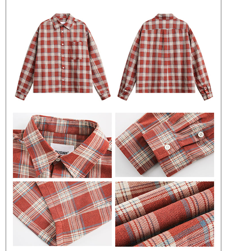 MADWITCH SLIM FIT HEIGHTENING PLAID SHIRT #RC76