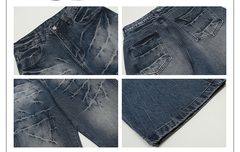 MADWITCH CRACKLE WASHED DENIM PANTS #DCD1650