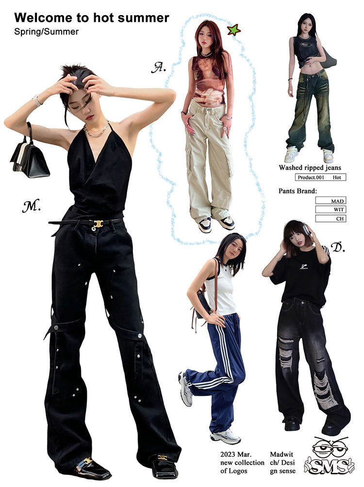 MADWITCH FLARED CASUAL PANTS #K3196