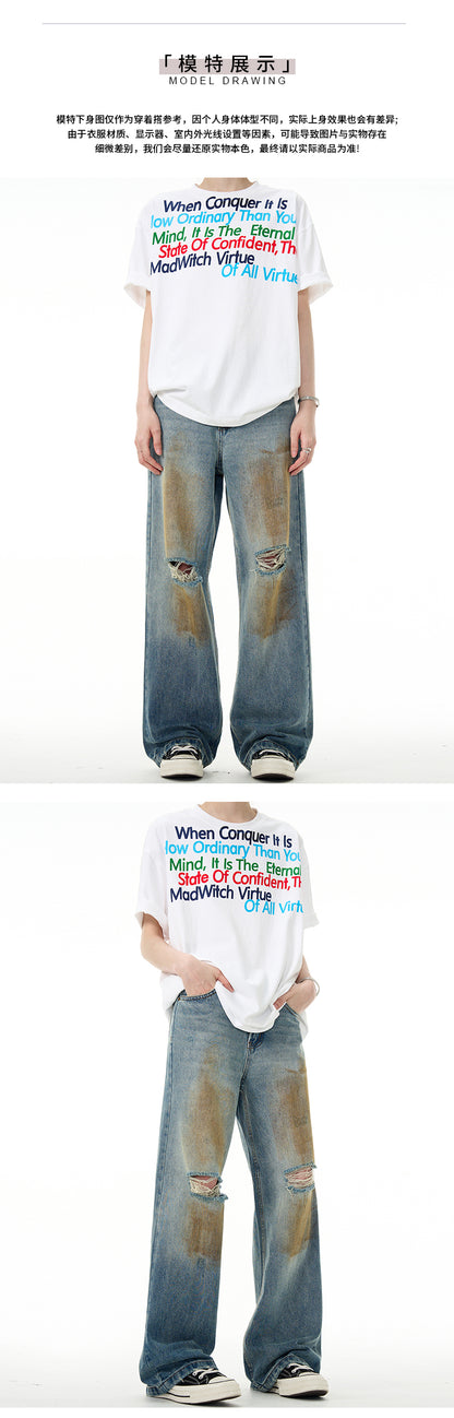 MADWITCH DISTRESSED RIPPED JEANS #F9033