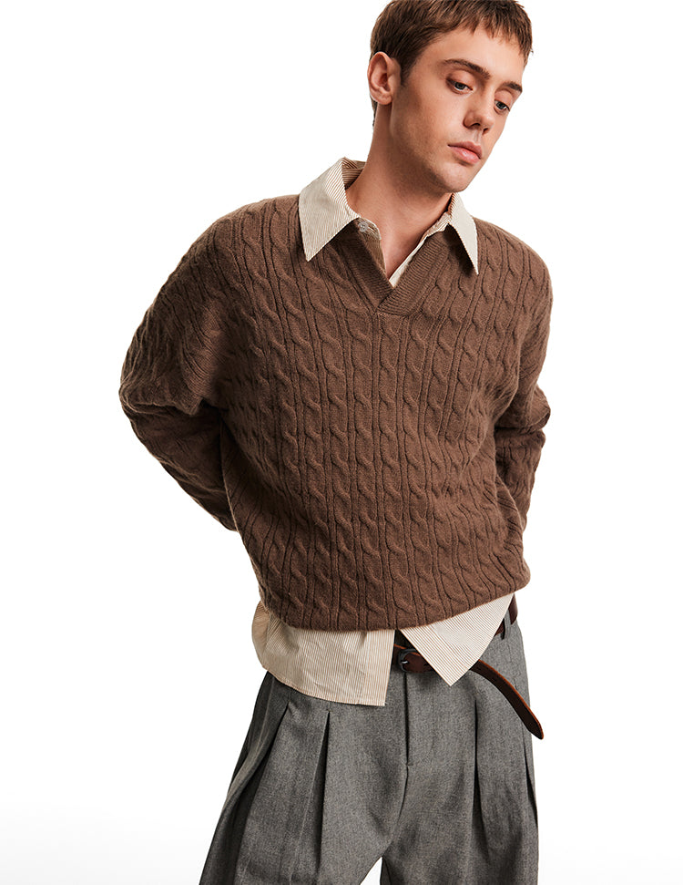 MADWITCH CABLE VEE SWEATER #25716