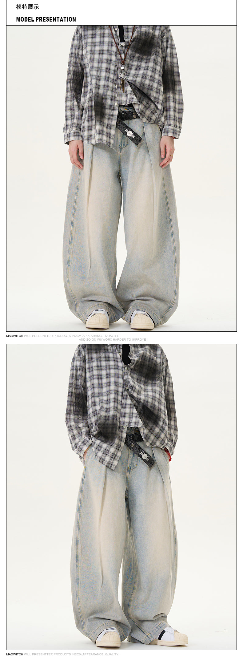 MADWITCH WASHED WIDE-LEG JEANS #K5355