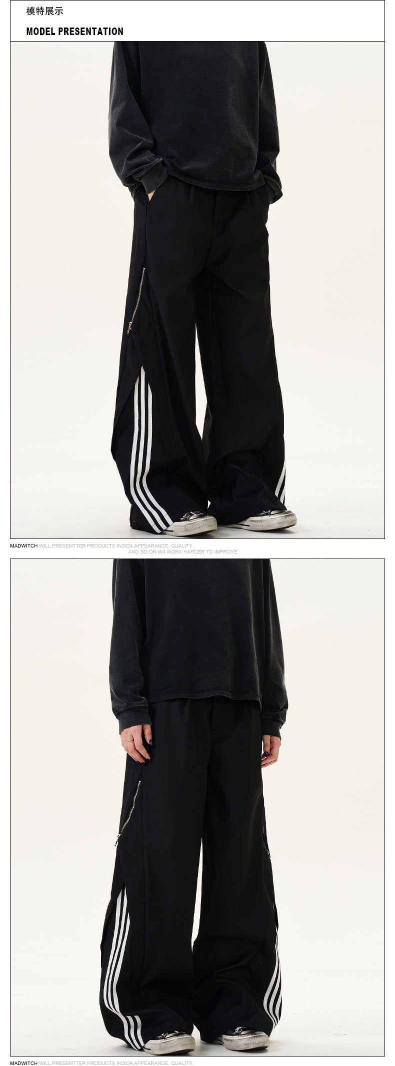 MADWITCH SIDE ZIPPER CASUAL PANTS #NR1249