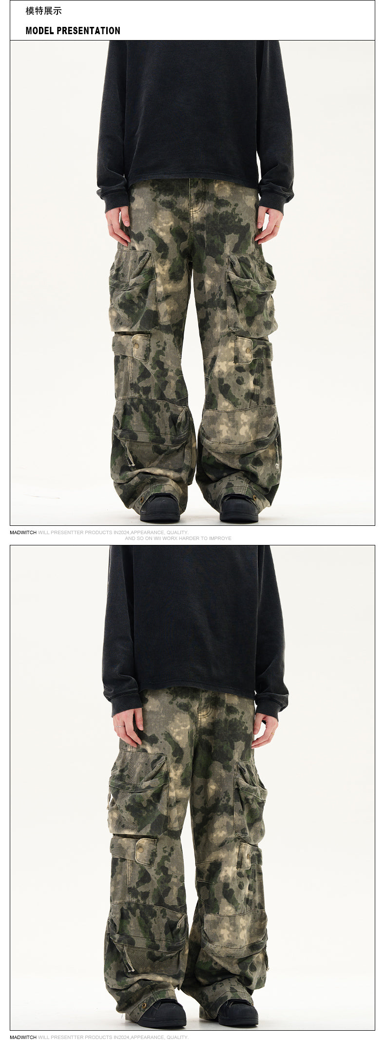 MADWITCH HEAVY-DUTY STREETWEAR CAMOUFLAGE PANTS #CK3318