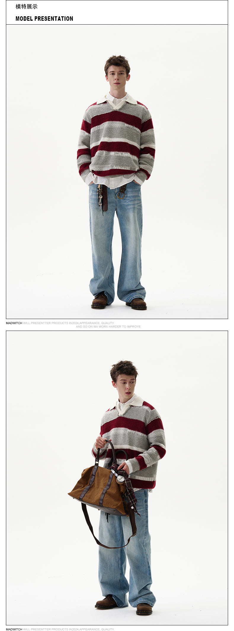 MADWITCH IRREGULAR STRIPED SWEATER #G840