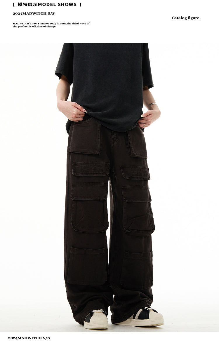 MADWITCH MULTI POCKETS CARGO PANTS #K9185A