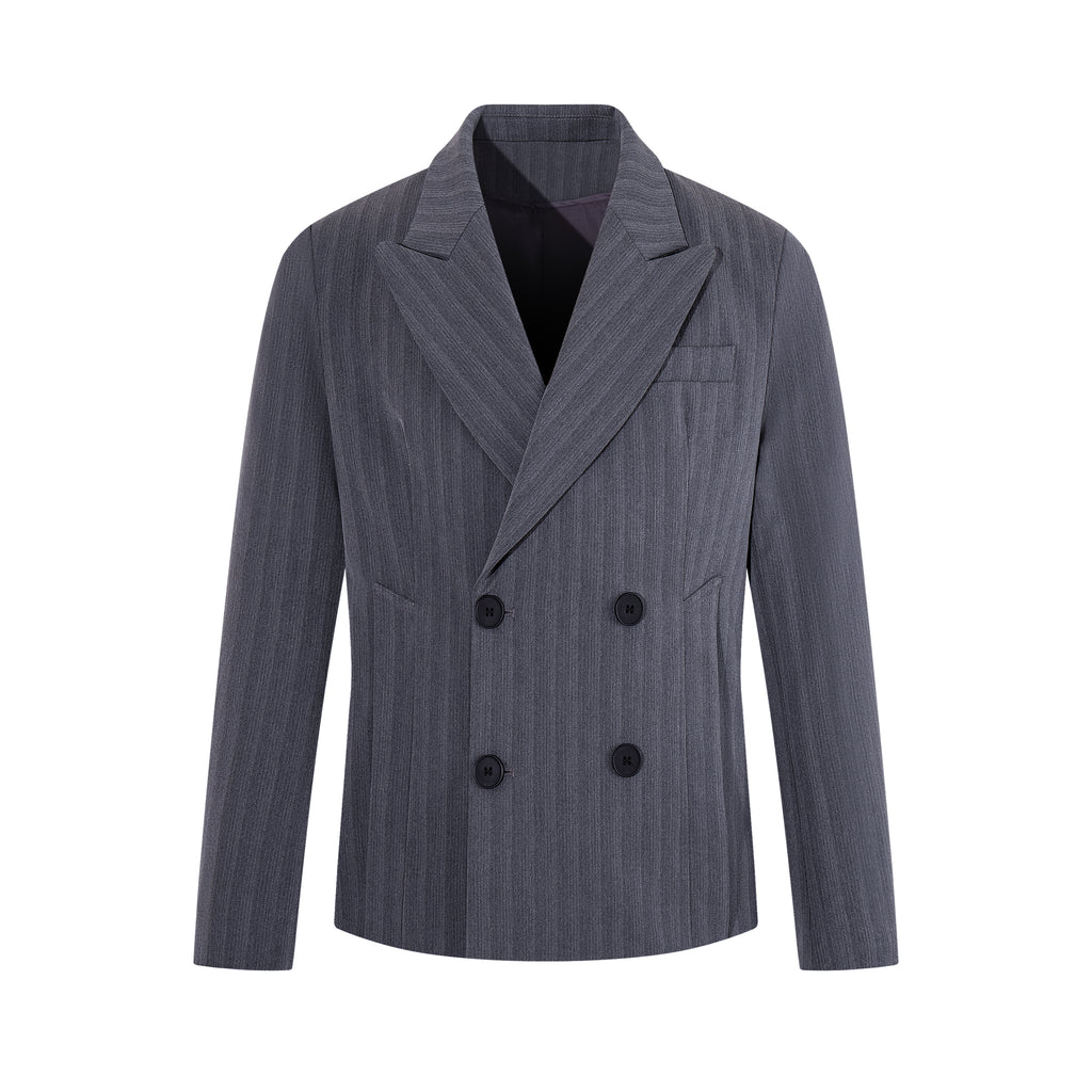 MADWITCH SHADOW-PINSTRIPE DOUBLE-BREASTED BLAZER #AW26122
