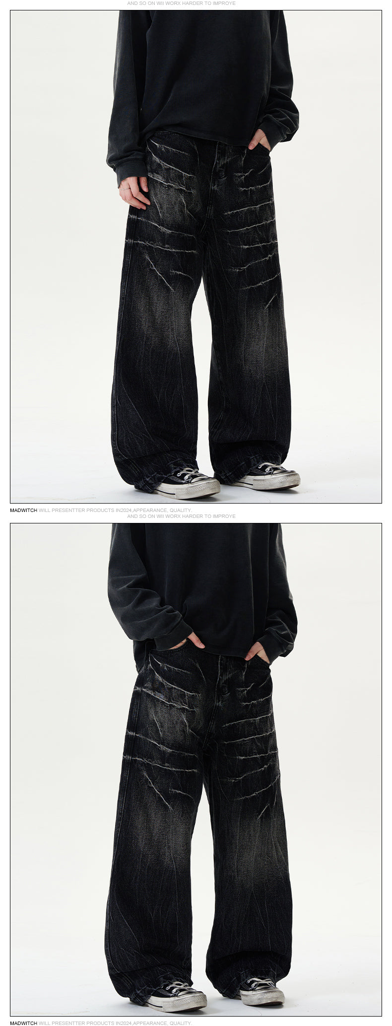 MADWITCH CRACKLE WASHED DENIM PANTS #DCD1650