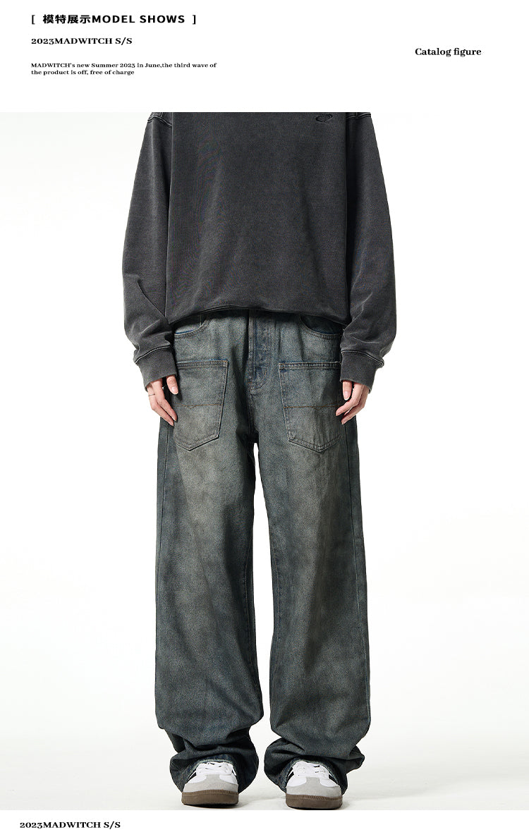 MADWITCH GRUNGE STRAIGHT-LEG JEANS #K5232