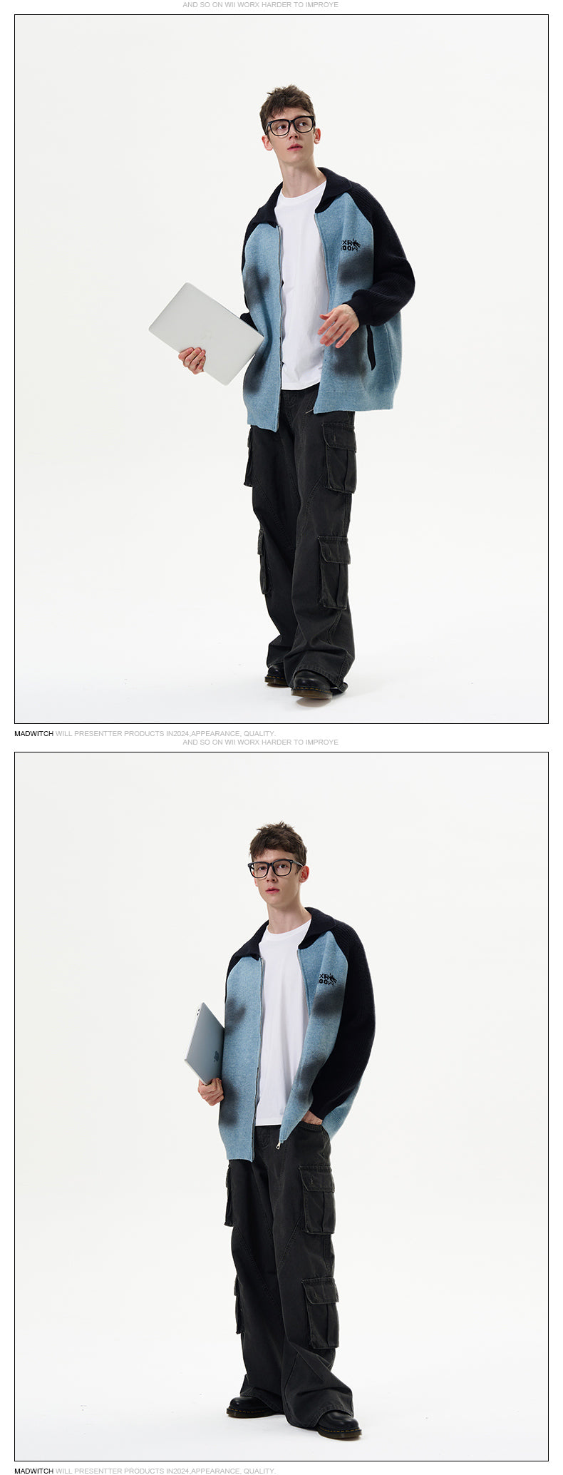 MADWITCH COLOR-BLOCKED SWEATER JACKET #M390